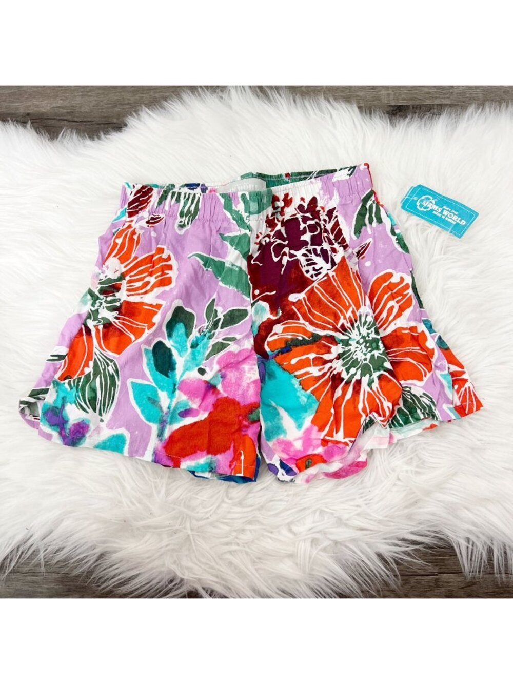 Jams World XS Floral Garden Sunrise Mauve Pull On Rayon Shorts